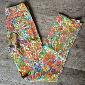 J. McLaughlin Floral Pull-on Stretch Colorful Rainbow Jegging-Like Pants